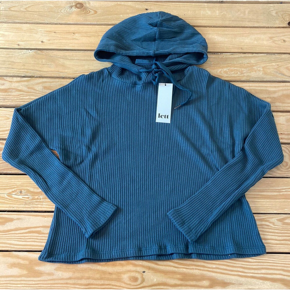 NWT Lett Hoodie Sweater Size Small Women’s Green Pullover Ribbed